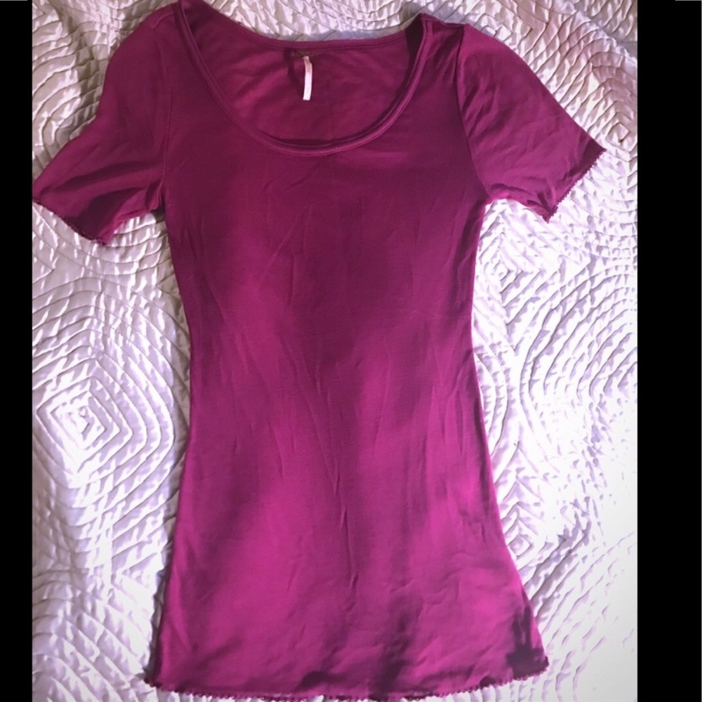 Free People Magenta Short Sleeve Tee